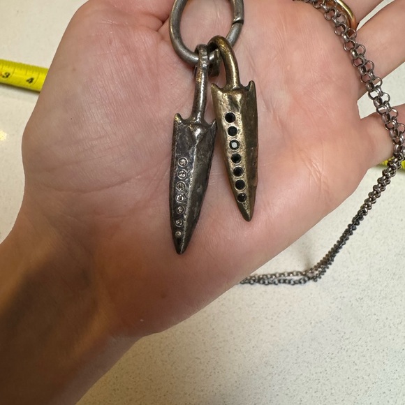 John Varvatos Double Pendent with White & Black Diamonds - Picture 7 of 8